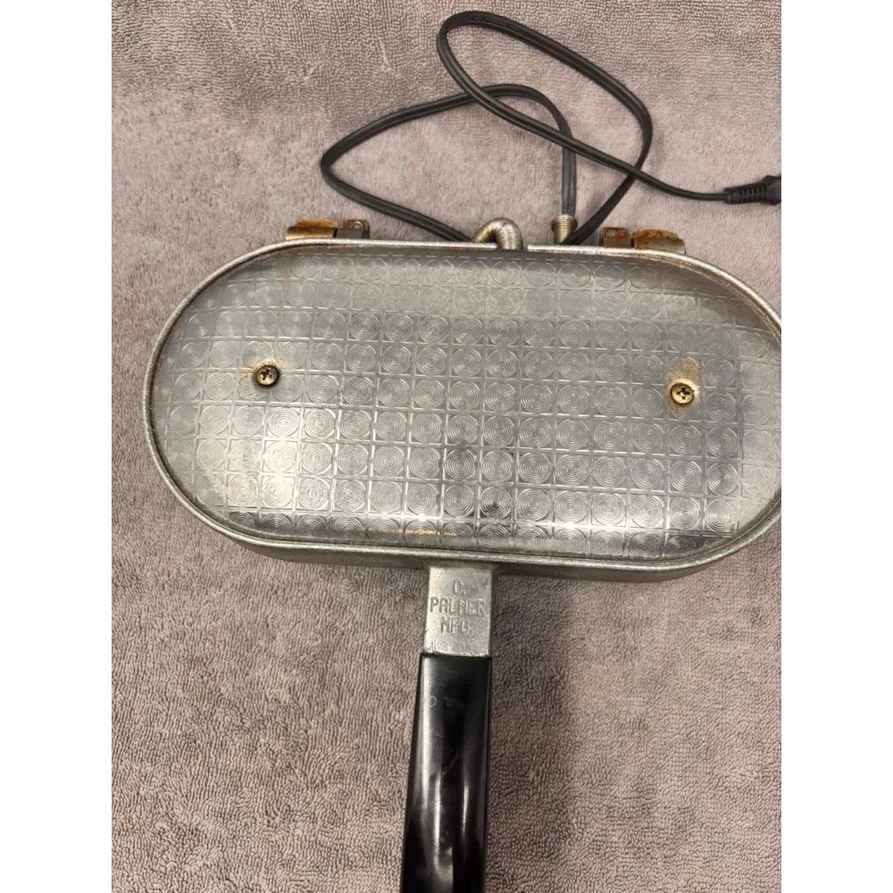 Vintage C. Palmer Mfg Electric Pizzelle Iron Maker 3 Cookie Press Made in USA